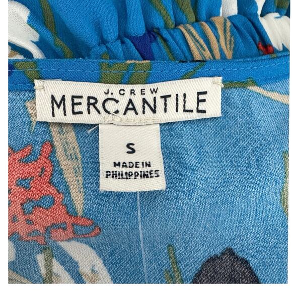 J. Crew Faux Wrap V-Neck Elastic Waist Dress Blue Floral Size Small - Picture 9 of 11